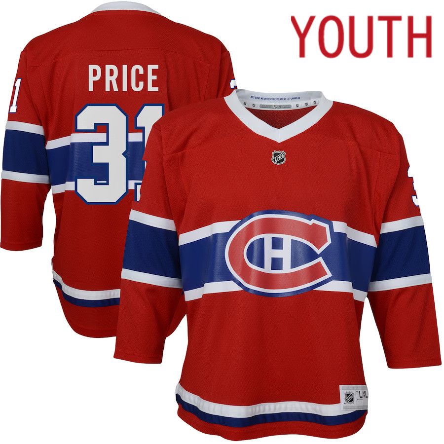 Youth Montreal Canadiens #31 Carey Price Red Home Replica Player NHL Jersey->youth nhl jersey->Youth Jersey